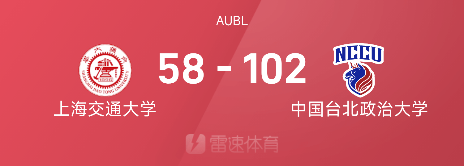 星空体育中国官网-AUBL战报：中国台北政治大学102-58狂胜上海交通大学